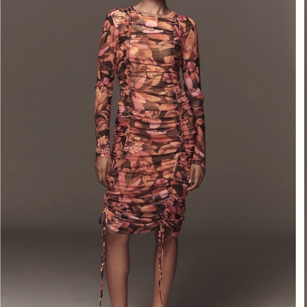 Farm Rio Long Sleeve Ruched Dress